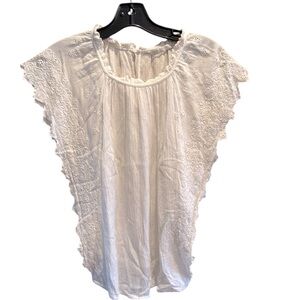 Zara Trafaluc Women’s Top Embroidered Eyelet Floral Sleeves White Size s